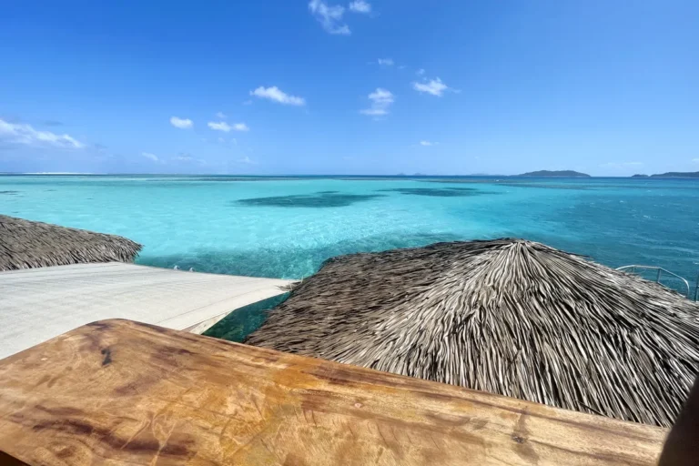 Upper deck of Cloud 9, Fiji's most popular floating bar.