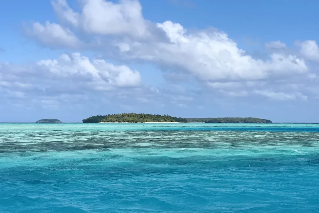 Beautiful turquoise water at Vava'u during whale swim in September.