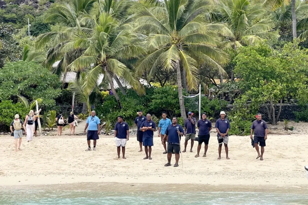 Welcome ceremony at Barefoot Kuata Resort.