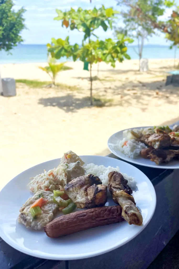 Lunch at Schooner Island in Fiji.