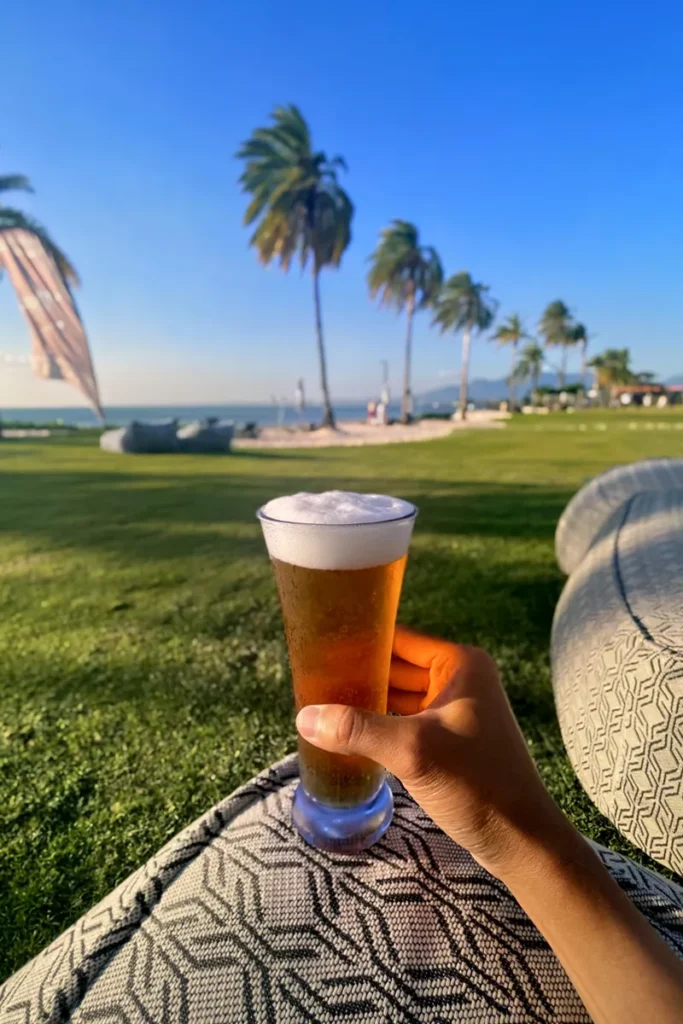 Enjoying Fiji Bitter on tap at Crowne Plaza Fiji.